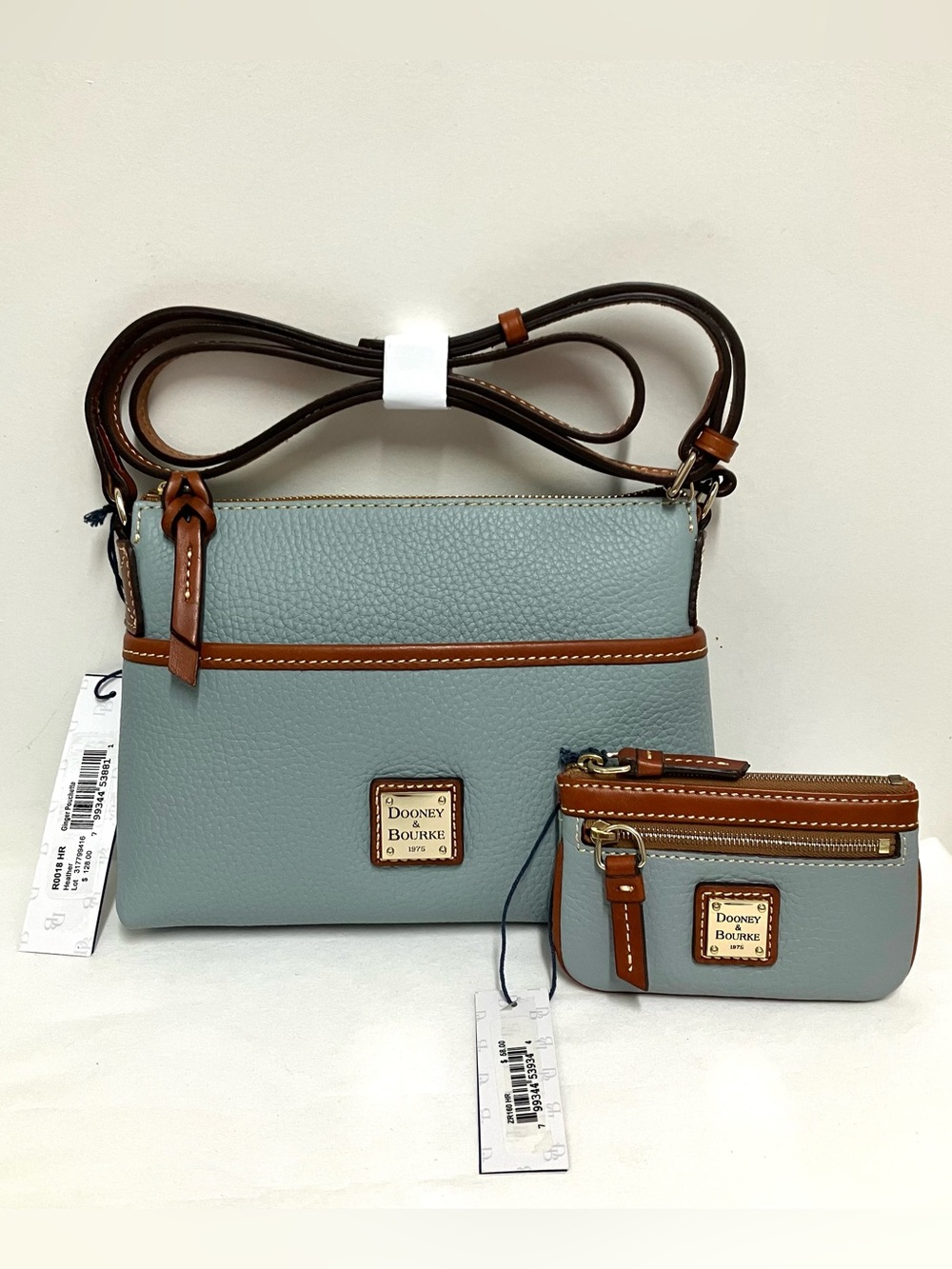 Dooney Bourke Pebble Ginger Pouchette Crossbody and Coin Case Heather Color NWT